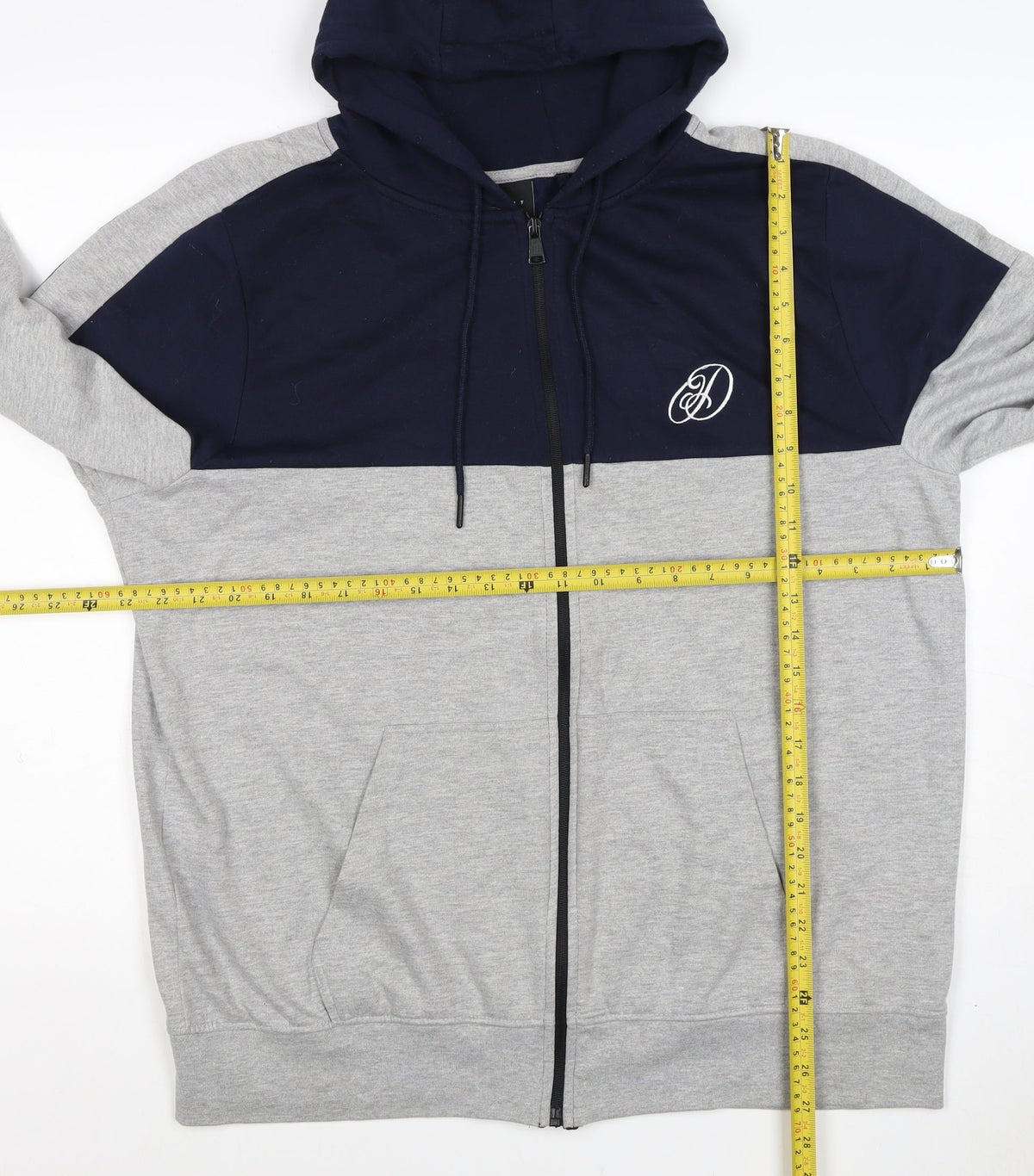Dissident Men’s Navy Grey XL Full Zip Logo Hoodie