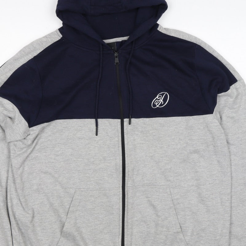 Dissident Men’s Navy Grey XL Full Zip Logo Hoodie
