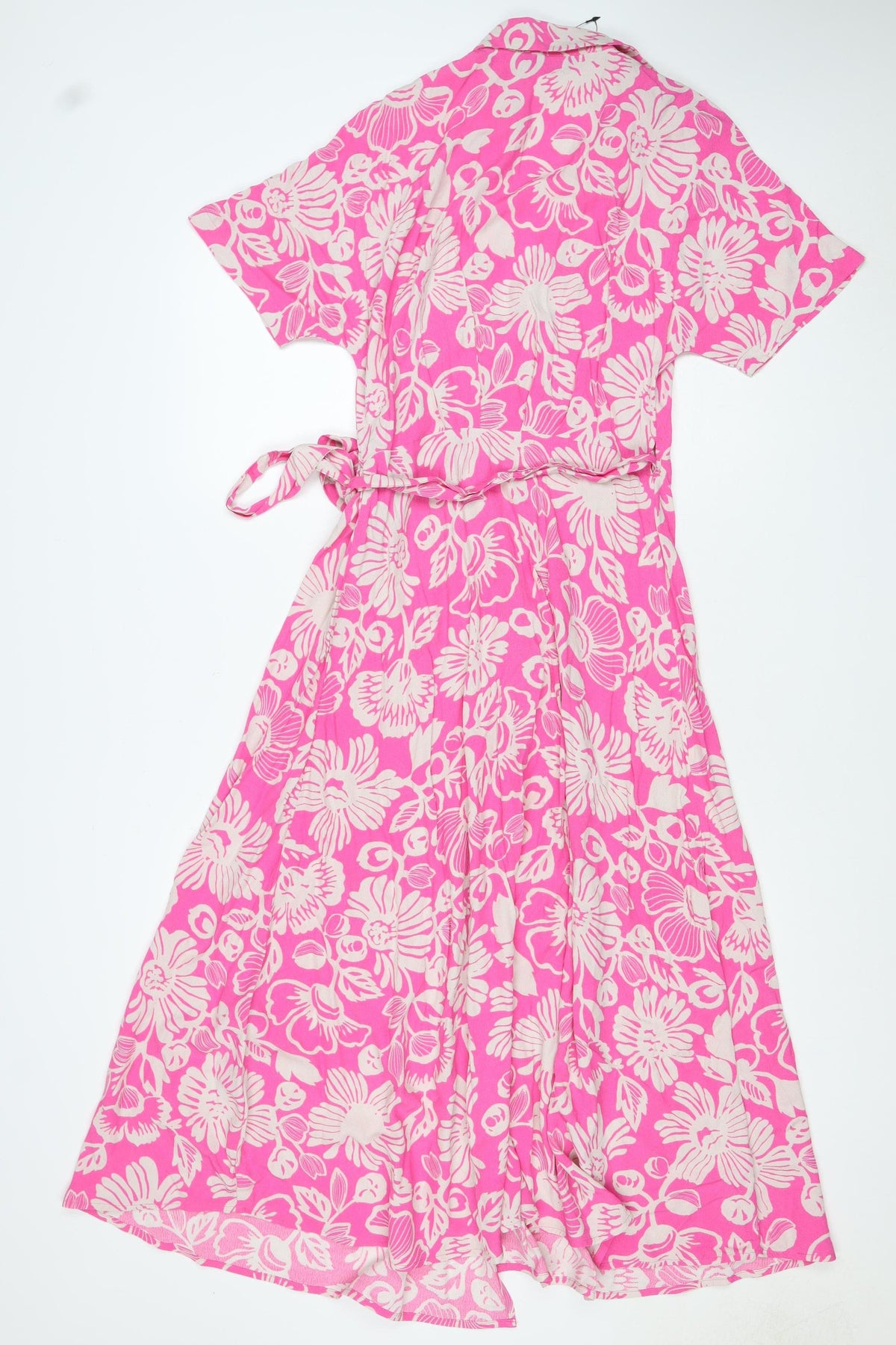 M&S Collection Women Pink Floral Size 8 Knee Length Wrap Dress