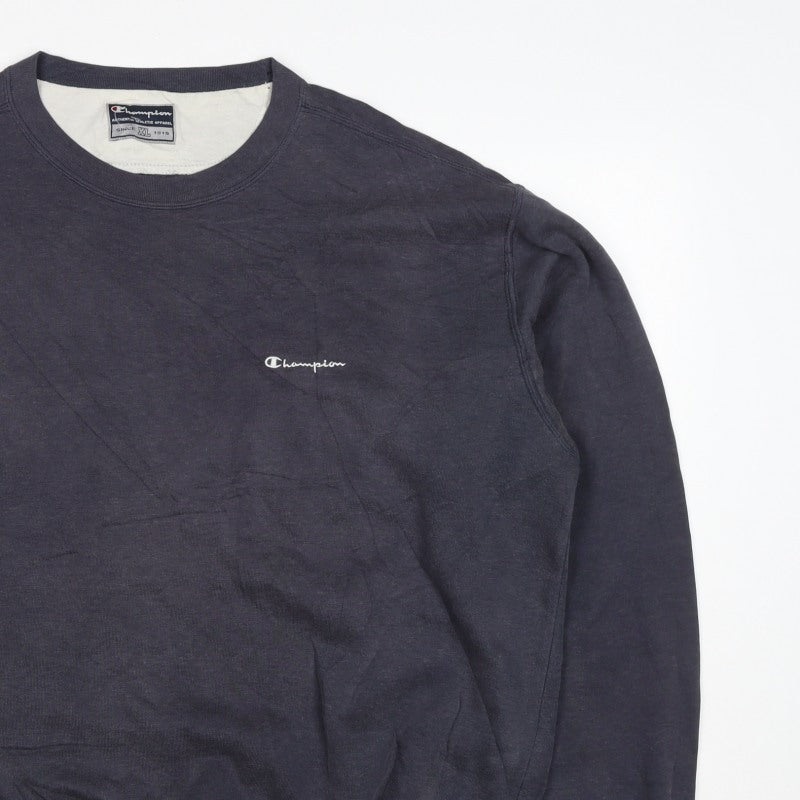 Champion Men Blue XL Vintage Crew Neck Logo Pullover Sweatshirt