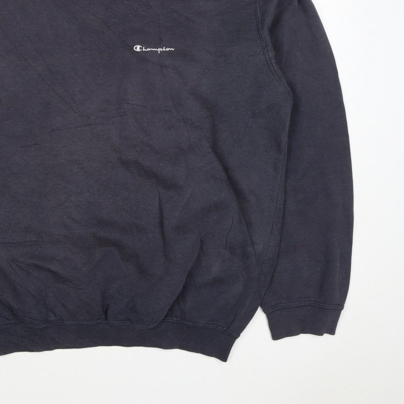 Champion Men Blue XL Vintage Crew Neck Logo Pullover Sweatshirt