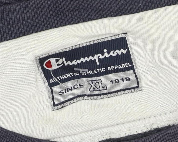 Champion Men Blue XL Vintage Crew Neck Logo Pullover Sweatshirt