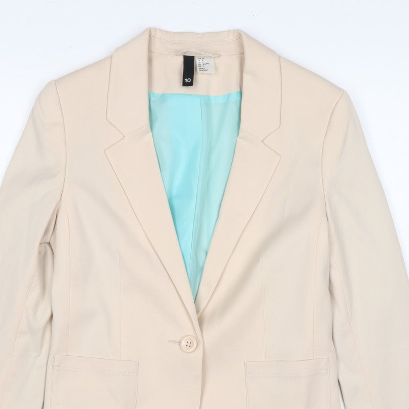 H&M Divided Women Beige UK 8 Single Button Lined Blazer