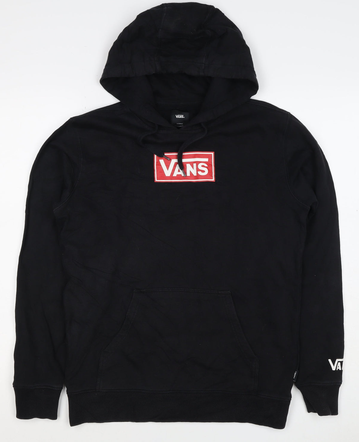 Vans Men's Black XS Pullover Logo Hoodie Cotton Skateboarding