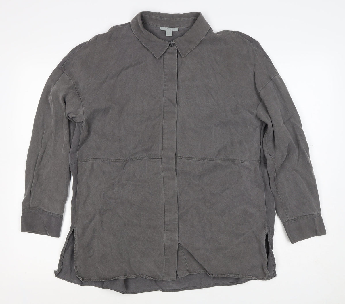 COS Men Grey S Lyocell Relaxed Long Sleeve Button-Up Shirt