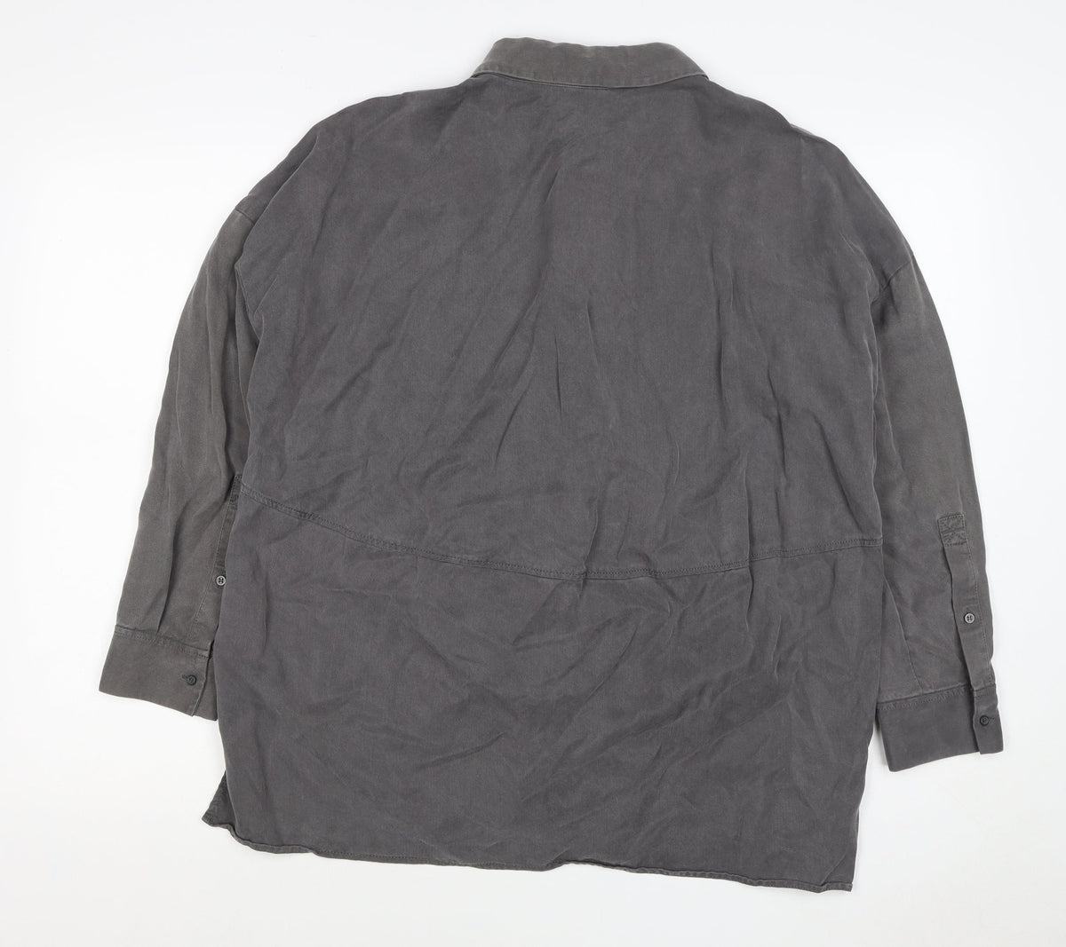 COS Men Grey S Lyocell Relaxed Long Sleeve Button-Up Shirt