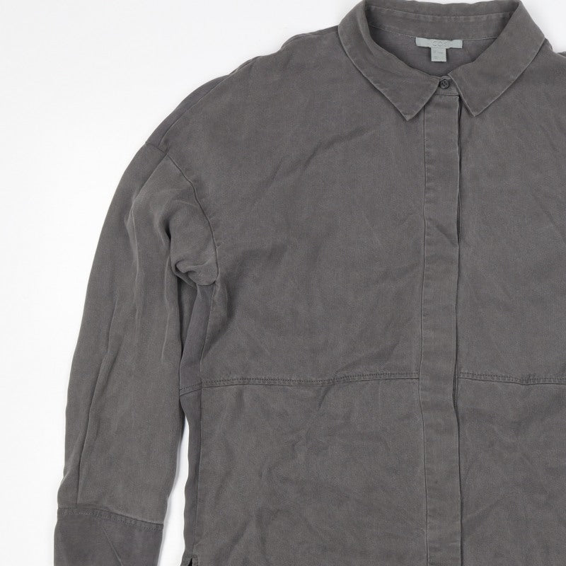 COS Men Grey S Lyocell Relaxed Long Sleeve Button-Up Shirt