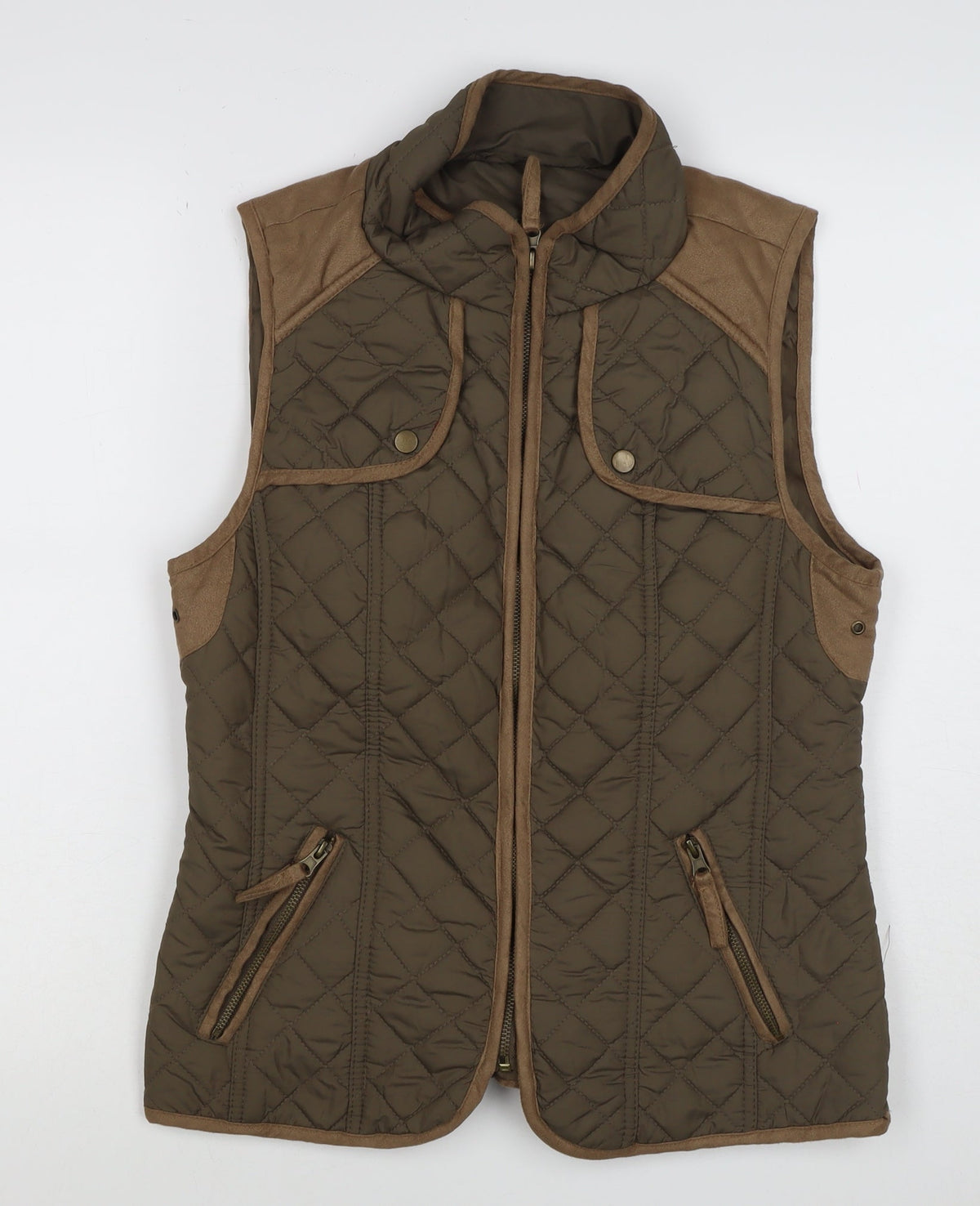 Atmosphere Women Green UK 12 Quilted Padded Gilet Waistcoat Full Zip