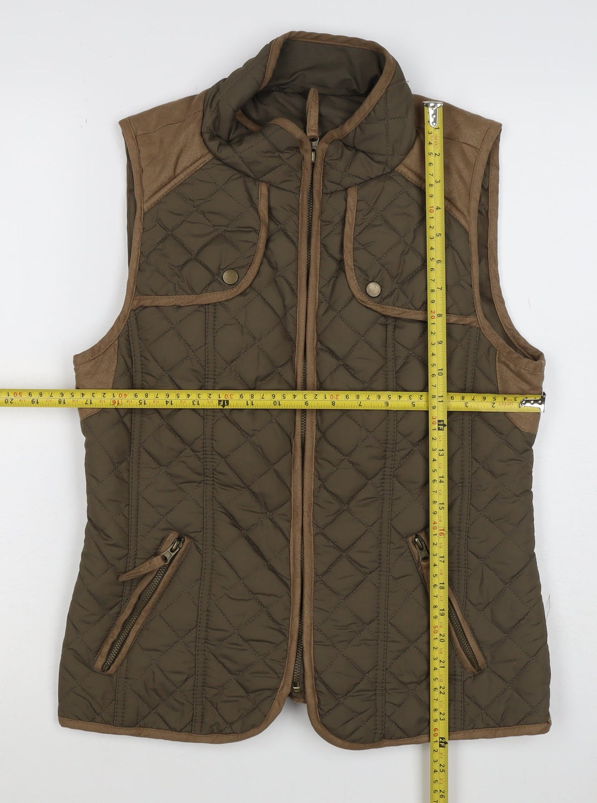 Atmosphere Women Green UK 12 Quilted Padded Gilet Waistcoat Full Zip