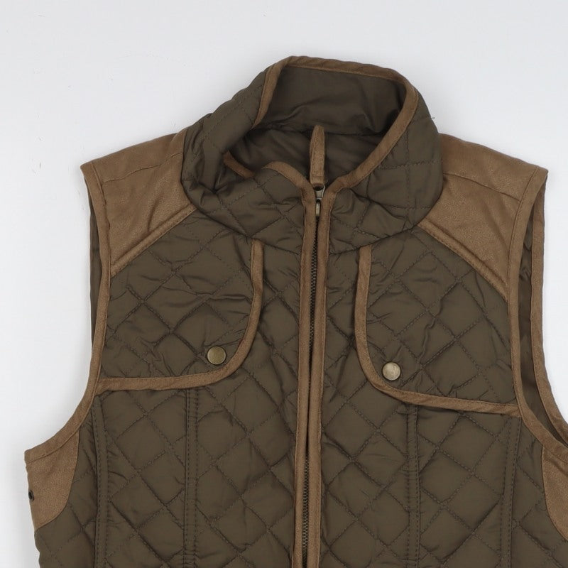 Atmosphere Women Green UK 12 Quilted Padded Gilet Waistcoat Full Zip