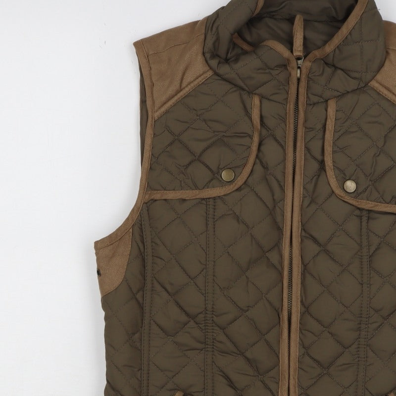 Atmosphere Women Green UK 12 Quilted Padded Gilet Waistcoat Full Zip