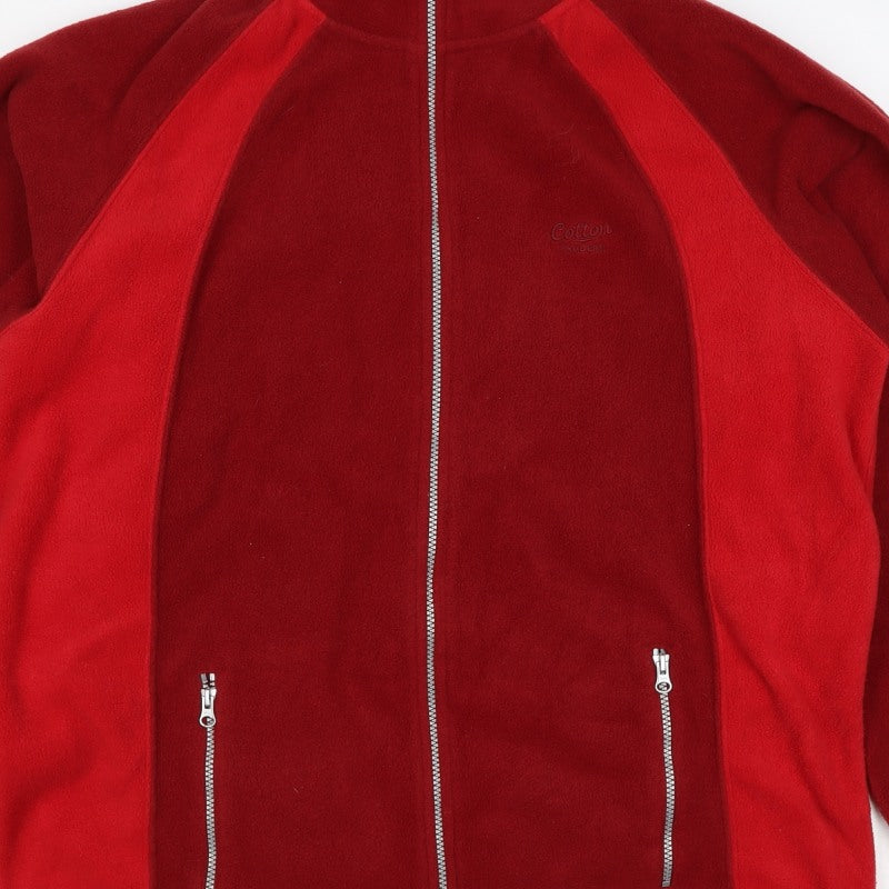 Cotton Traders Men's Red XL Fleece Full Zip Jacket Zipped Pockets