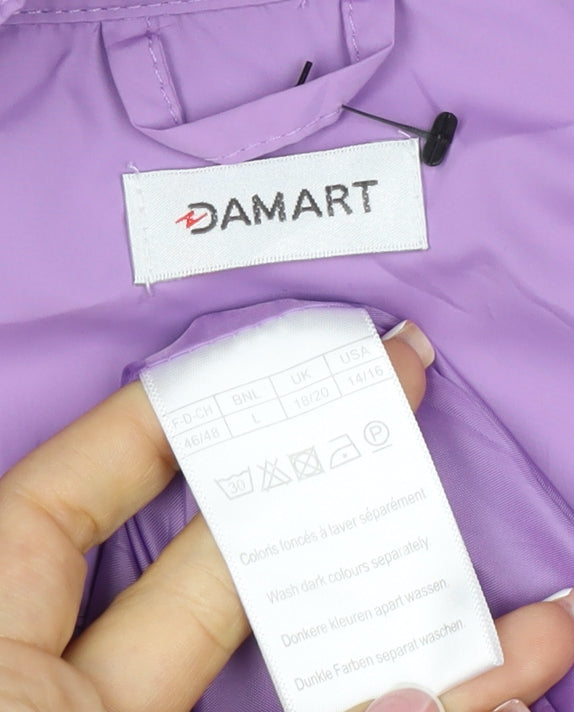 Damart Women’s Purple UK 18 Hooded Rain Jacket Zip Pockets