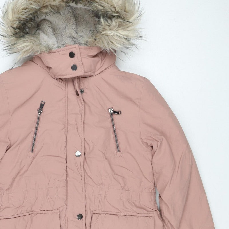 Next Girls Pink 9 Years Faux Fur Hooded Padded Parka Coat