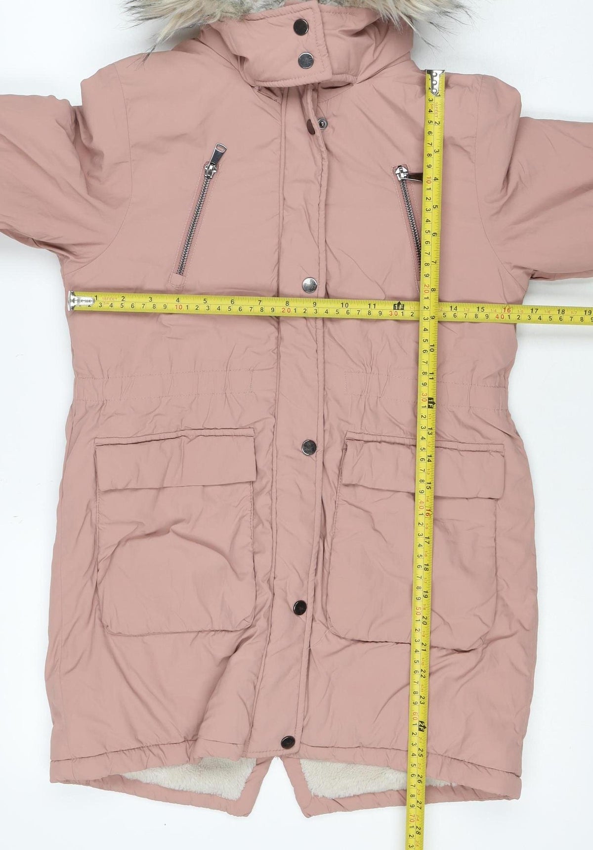 Next Girls Pink 9 Years Faux Fur Hooded Padded Parka Coat