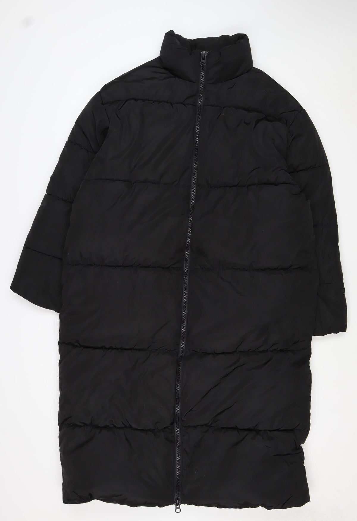 ASOS DESIGN Women’s Black S Puffer Jacket Long Quilted Logo