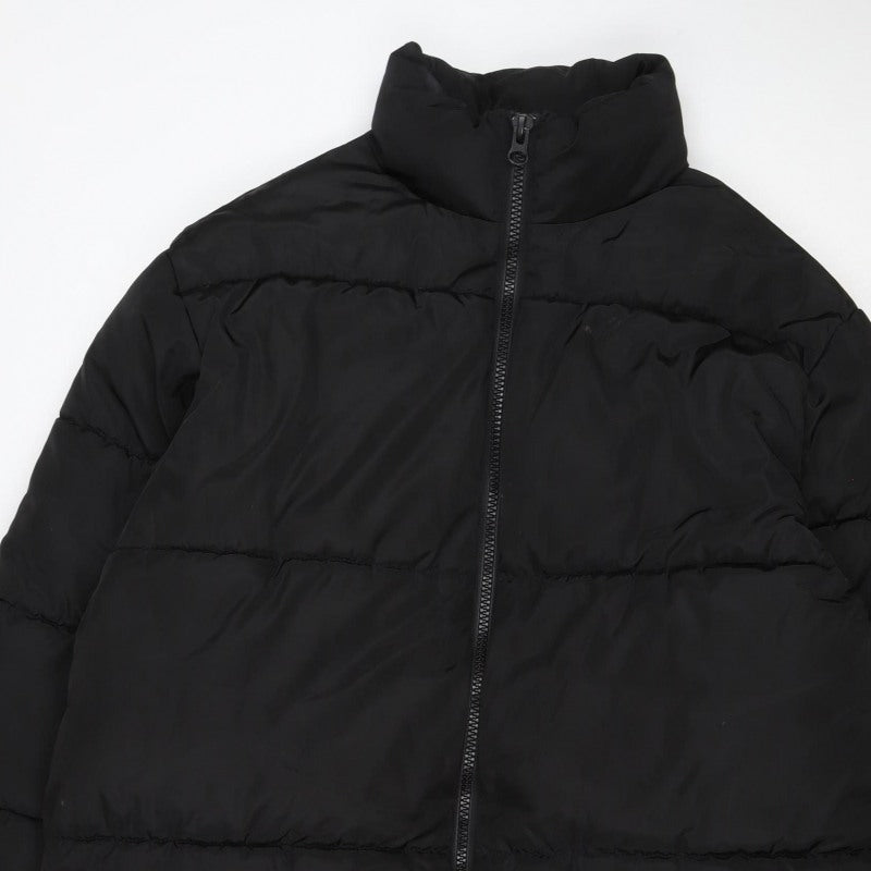 ASOS DESIGN Women’s Black S Puffer Jacket Long Quilted Logo