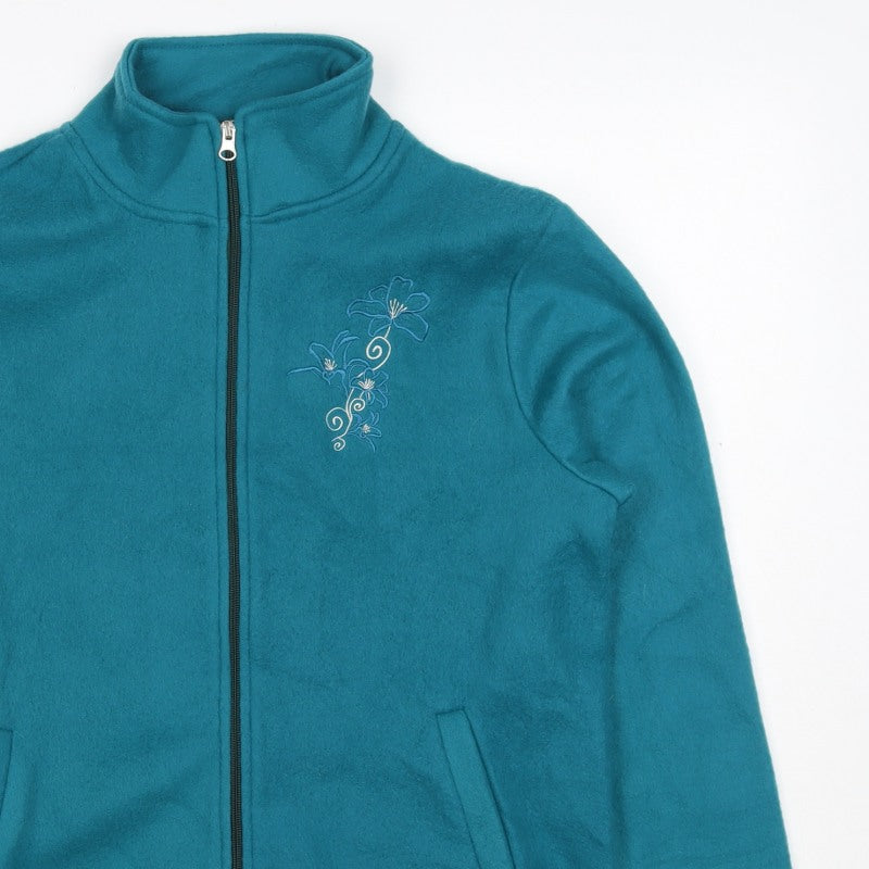 Anne de Lançay Women’s Blue S Floral Embroidered Full Zip Fleece Jacket