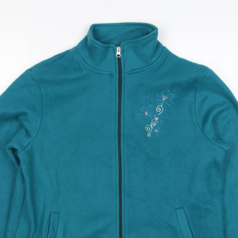 Anne de Lançay Women’s Blue S Floral Embroidered Full Zip Fleece Jacket