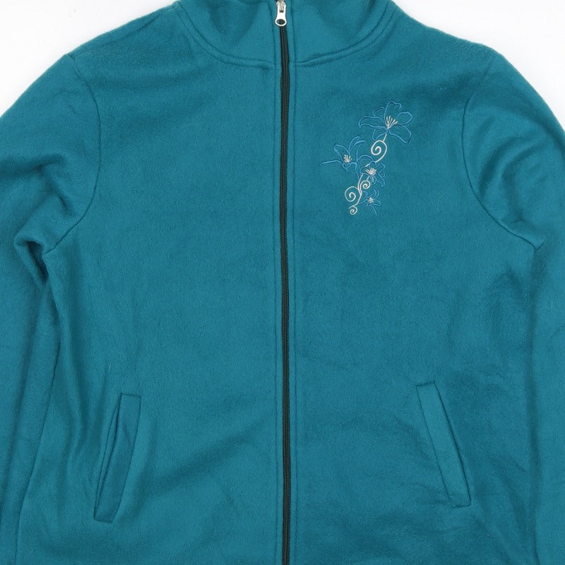 Anne de Lançay Women’s Blue S Floral Embroidered Full Zip Fleece Jacket