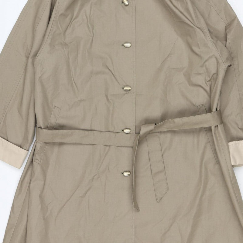 Amethyste Women's Beige Size 14 Belted Long Trench Coat Cotton Blend