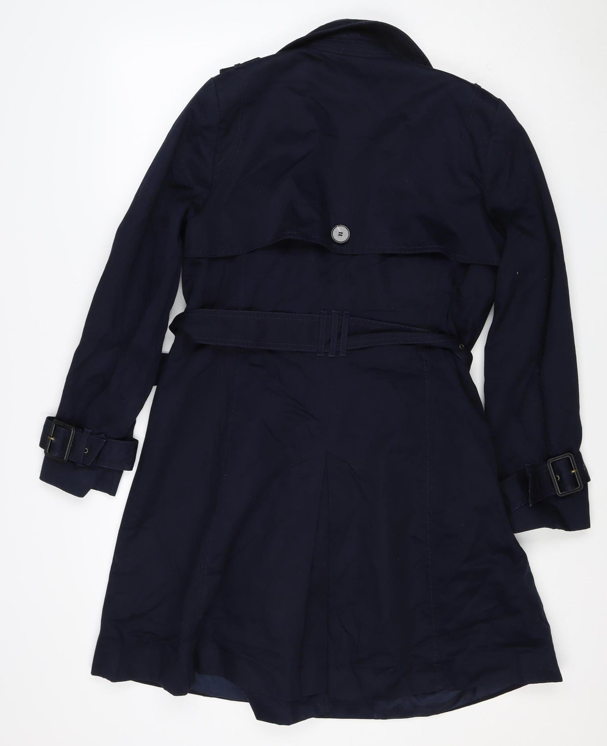 M&S Women's Navy UK 14 Belted Double-Breasted Trench Coat