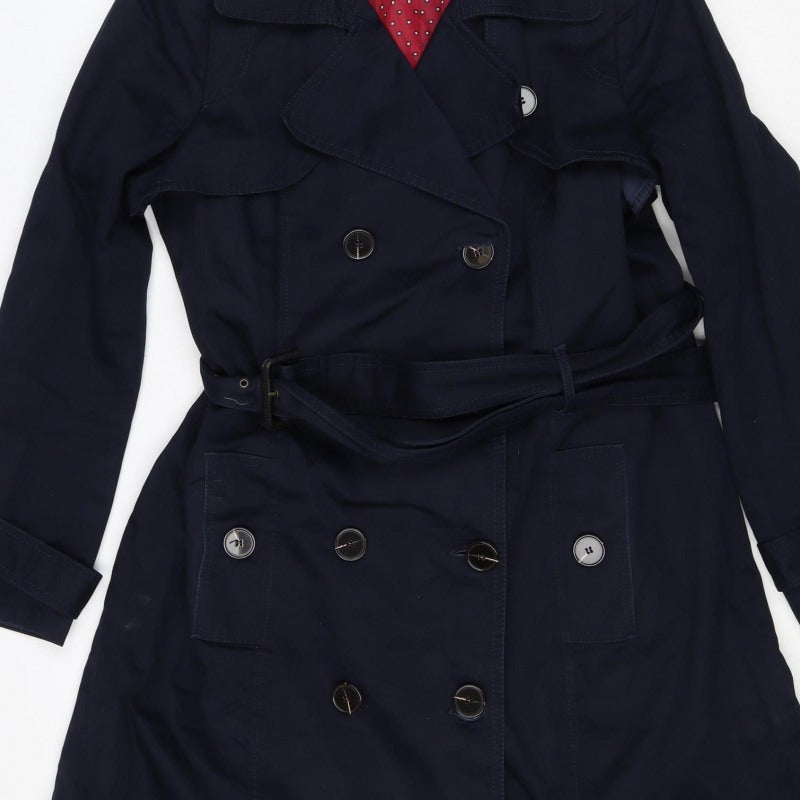 M&S Women's Navy UK 14 Belted Double-Breasted Trench Coat