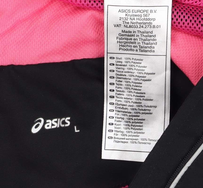 ASICS Women’s Black Pink L Windbreaker Running Jacket Full Zip