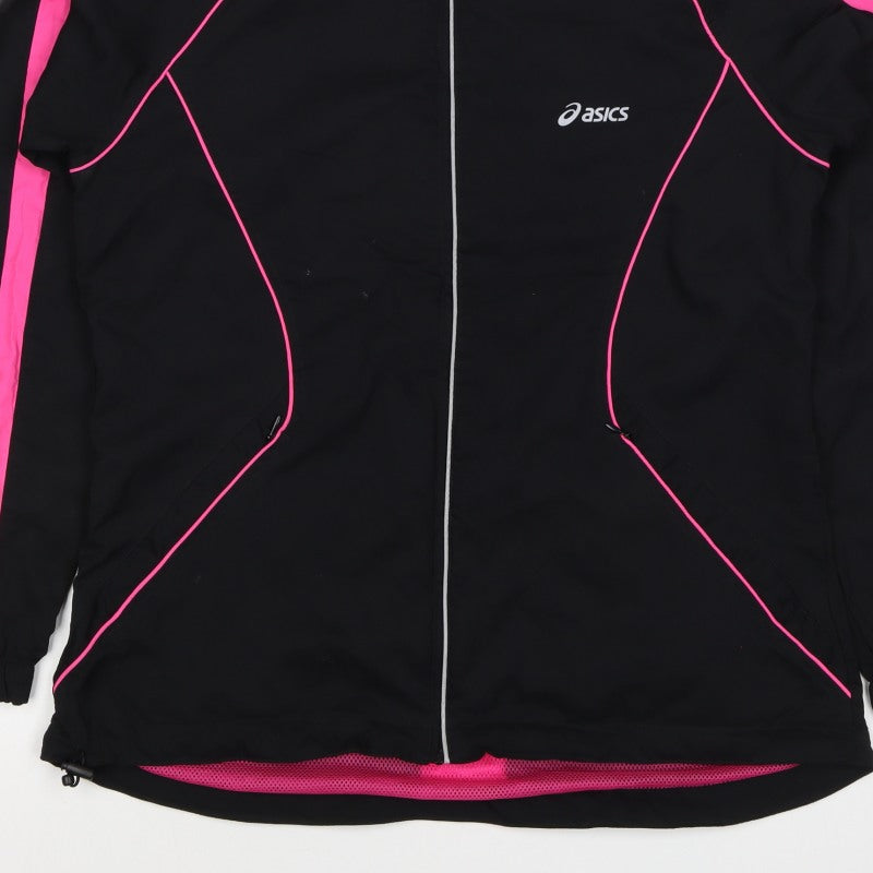 ASICS Women’s Black Pink L Windbreaker Running Jacket Full Zip