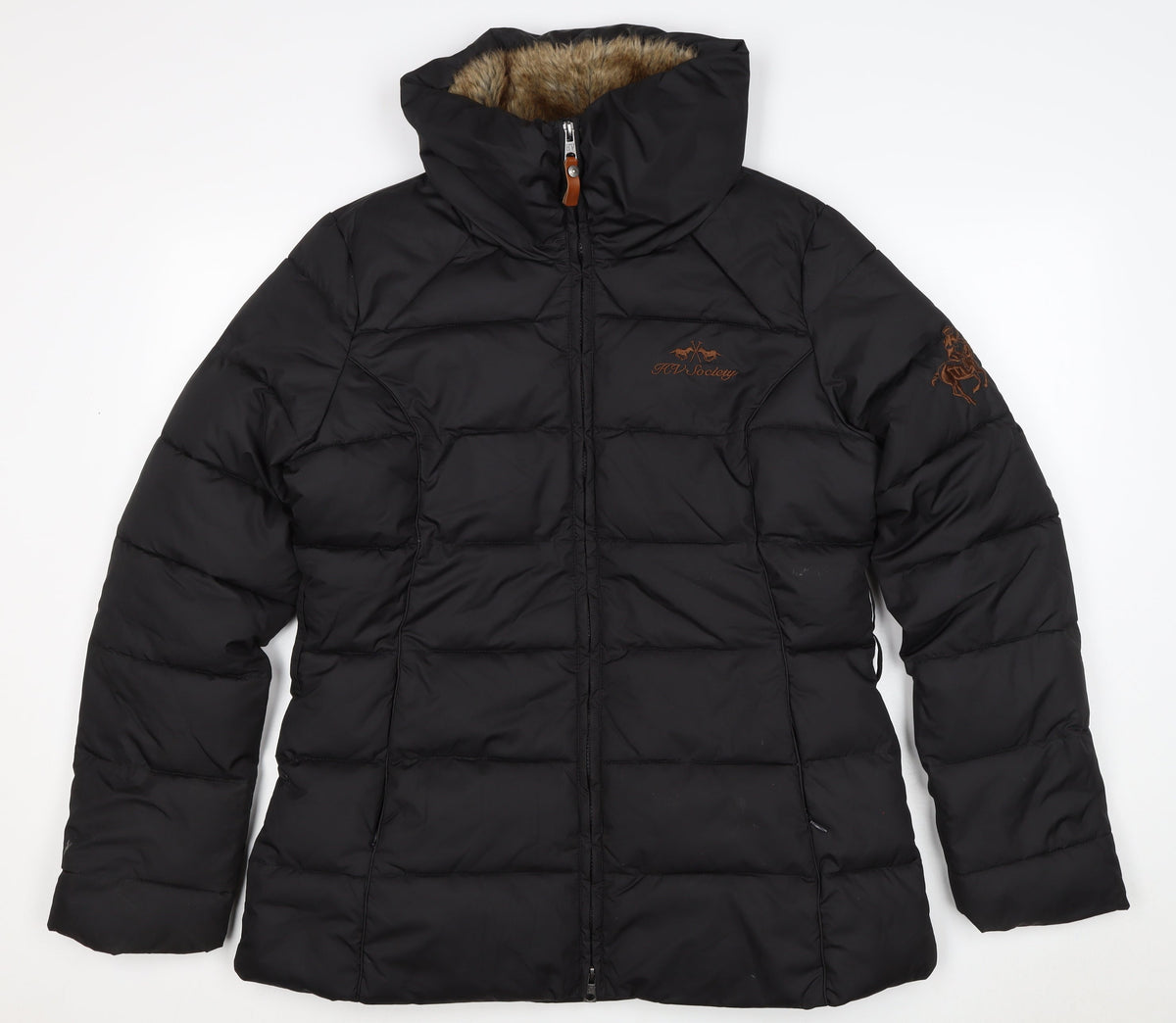 HV Polo Society Women’s Black XL Hooded Fur Trim Puffer Jacket