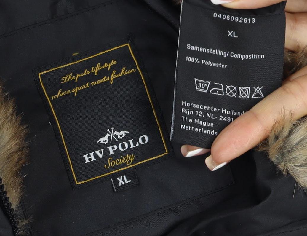 HV Polo Society Women’s Black XL Hooded Fur Trim Puffer Jacket