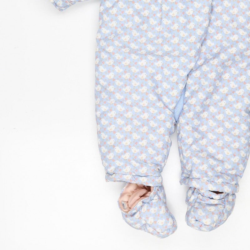 Mini Club Girls Blue 3-6M Puffer Bunny Hooded Snowsuit