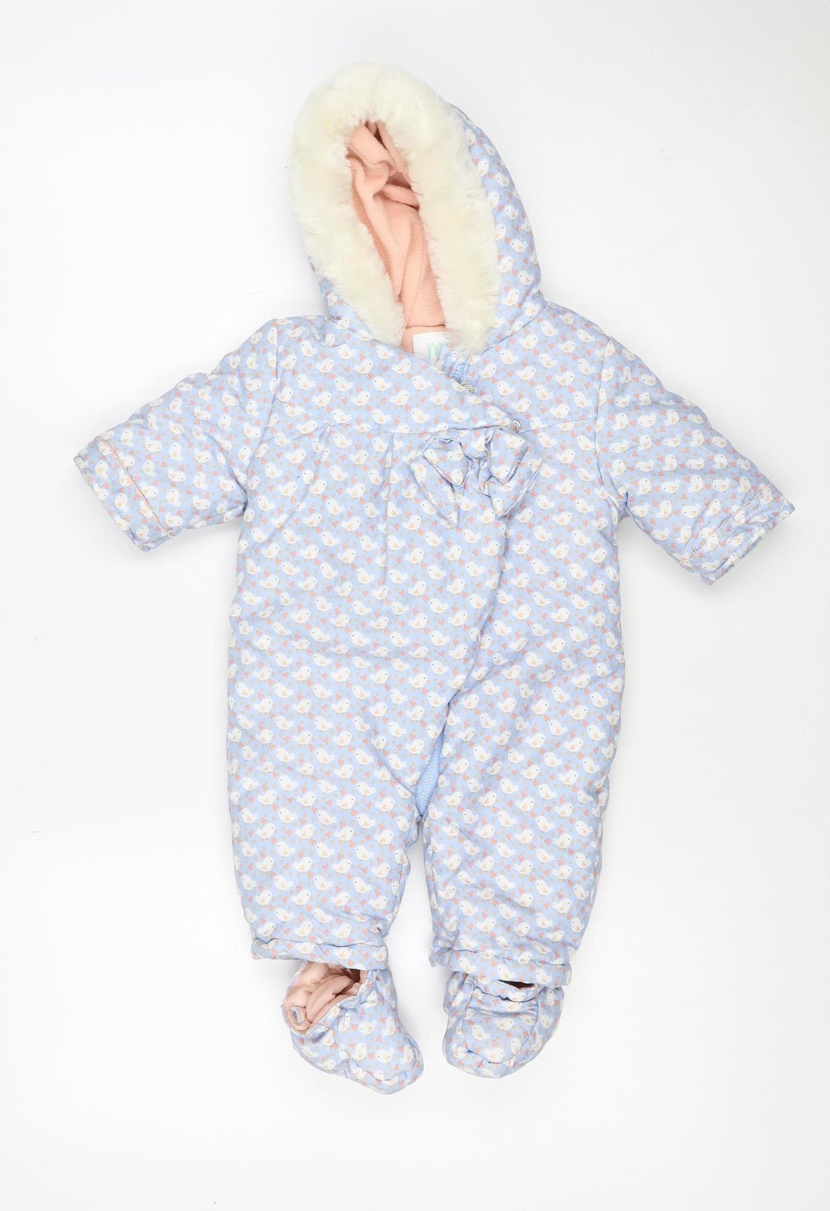 Mini Club Girls Blue 3-6M Puffer Bunny Hooded Snowsuit