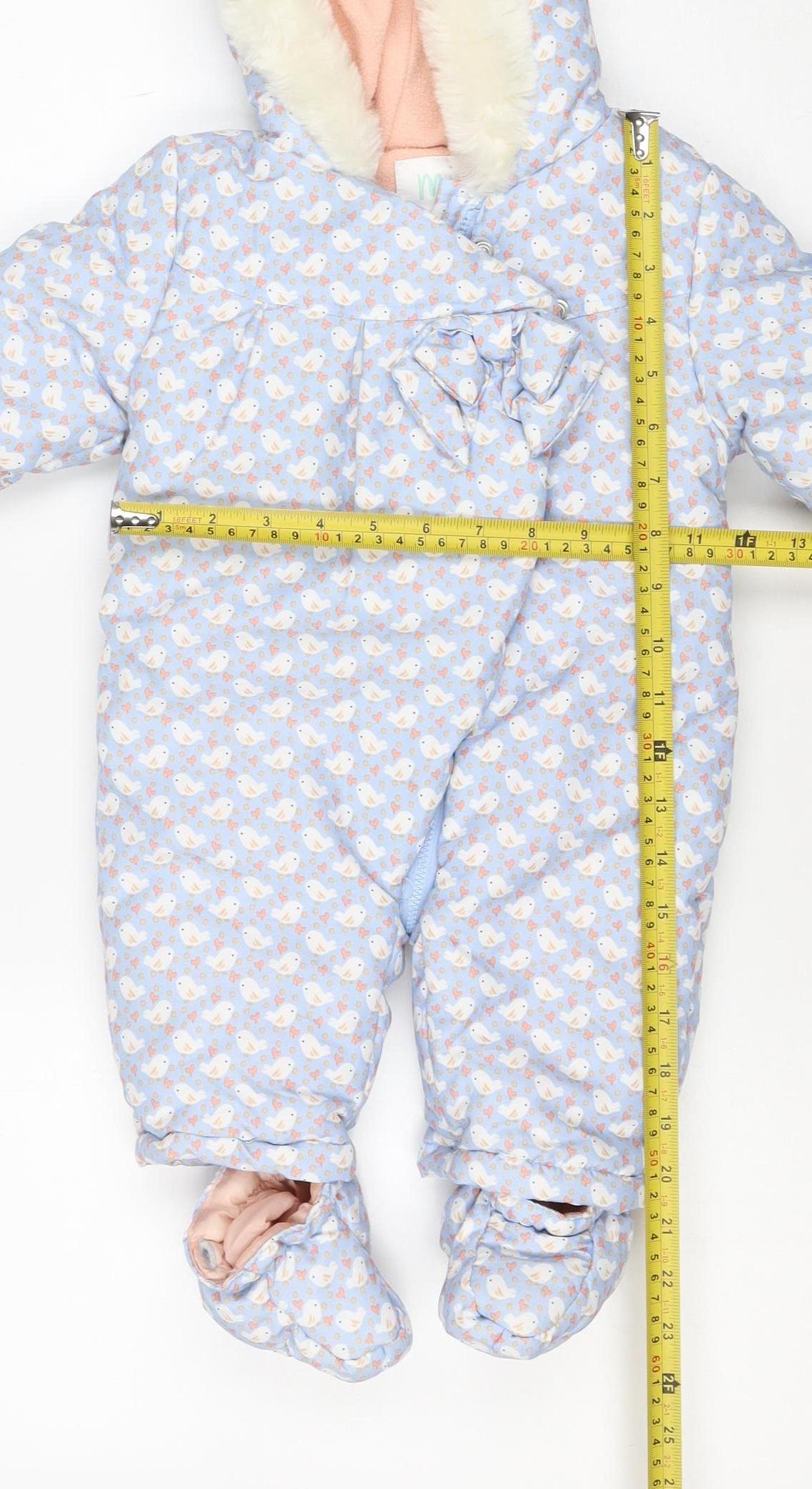 Mini Club Girls Blue 3-6M Puffer Bunny Hooded Snowsuit