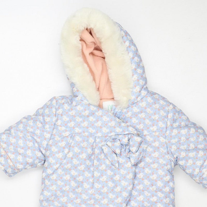 Mini Club Girls Blue 3-6M Puffer Bunny Hooded Snowsuit
