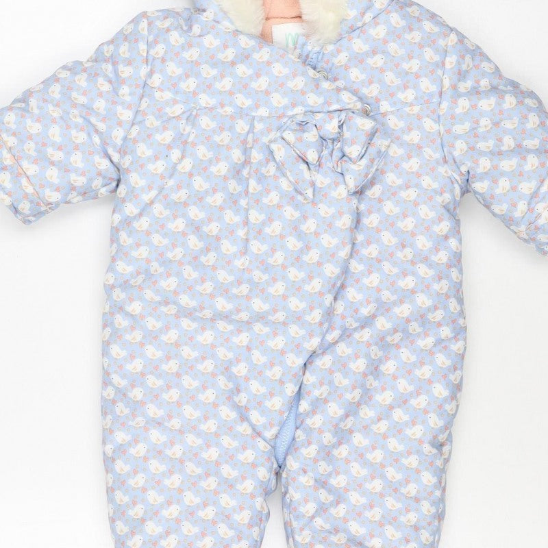 Mini Club Girls Blue 3-6M Puffer Bunny Hooded Snowsuit