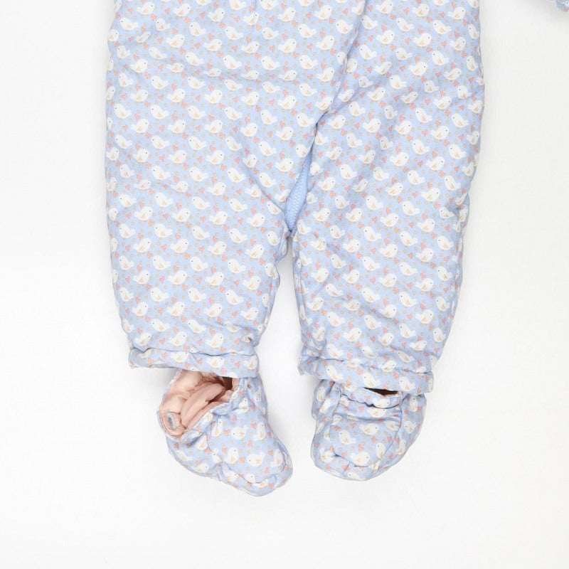 Mini Club Girls Blue 3-6M Puffer Bunny Hooded Snowsuit
