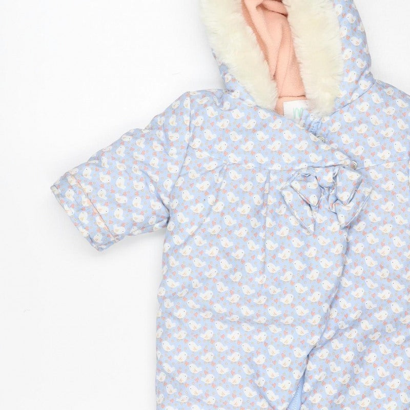 Mini Club Girls Blue 3-6M Puffer Bunny Hooded Snowsuit