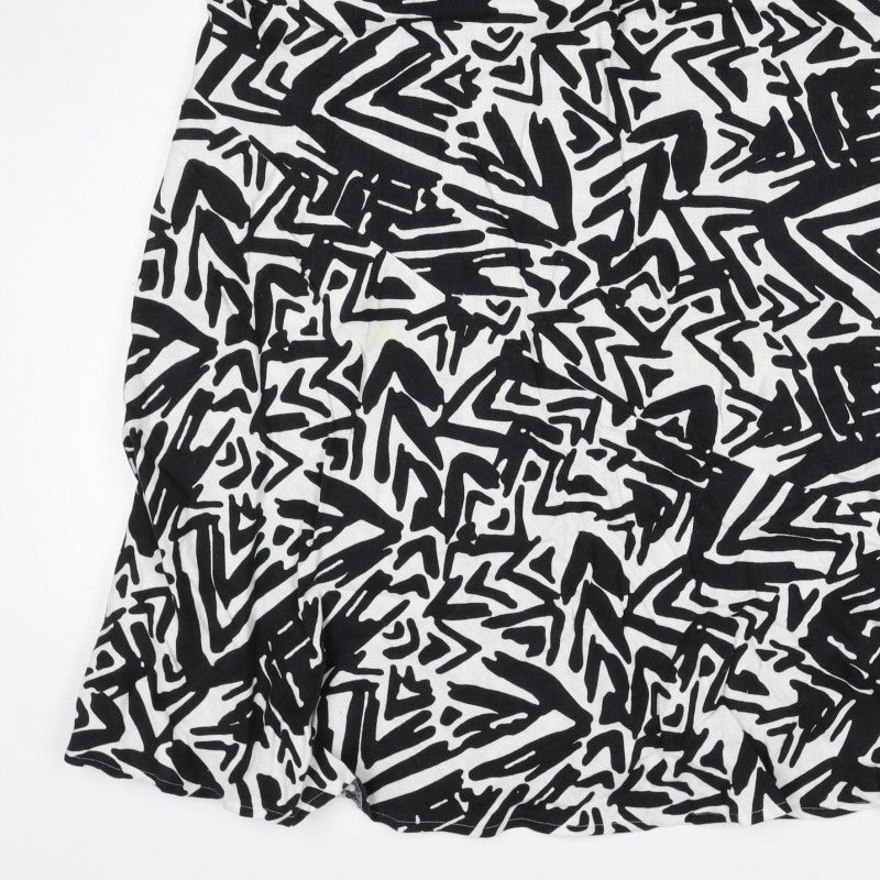 Papaya Women Black White Geometric Long Straight Pencil Skirt UK 20
