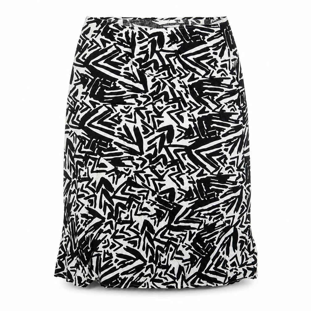 Papaya Women Black White Geometric Long Straight Pencil Skirt UK 20