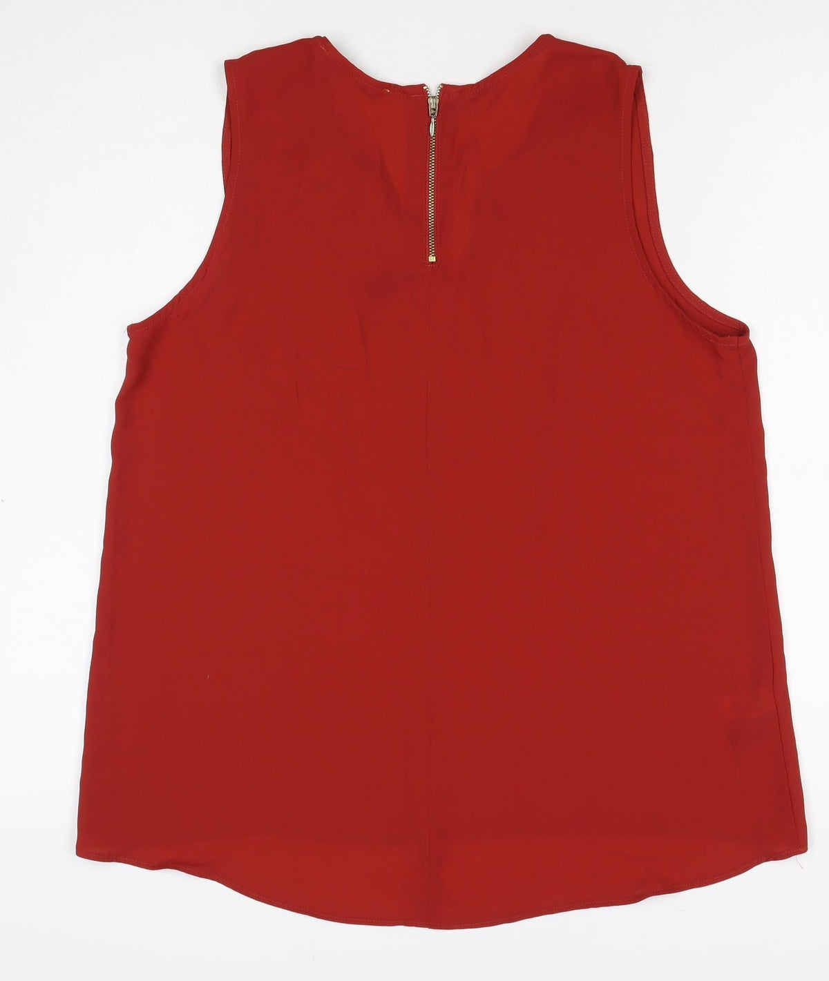 Next Women Red UK 14 Sleeveless V-Neck Zip Blouse Top