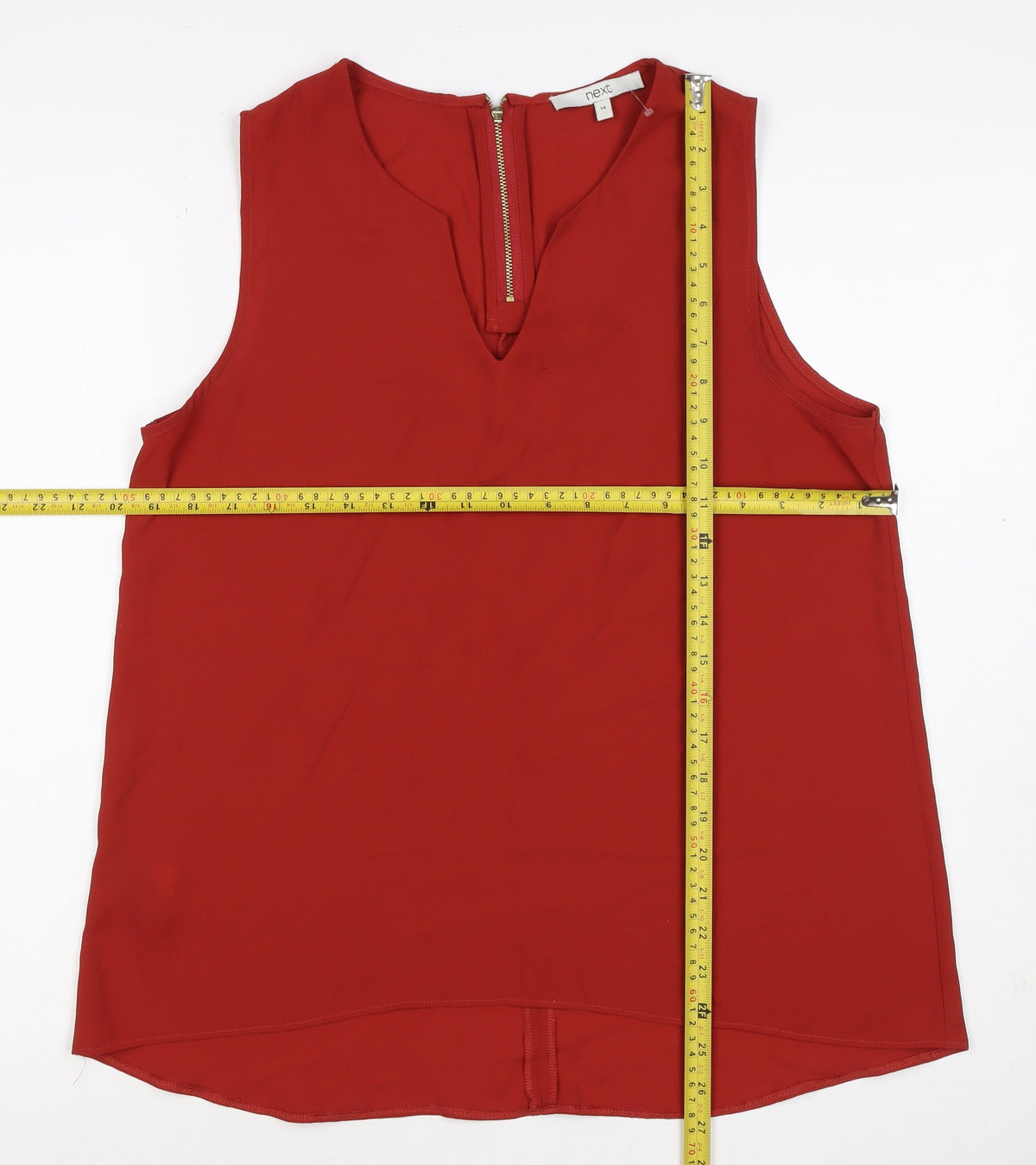 Next Women Red UK 14 Sleeveless V-Neck Zip Blouse Top