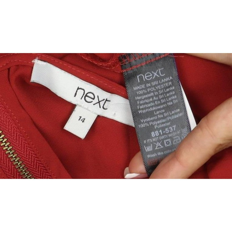 Next Women Red UK 14 Sleeveless V-Neck Zip Blouse Top