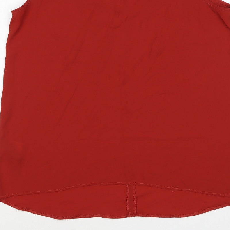 Next Women Red UK 14 Sleeveless V-Neck Zip Blouse Top