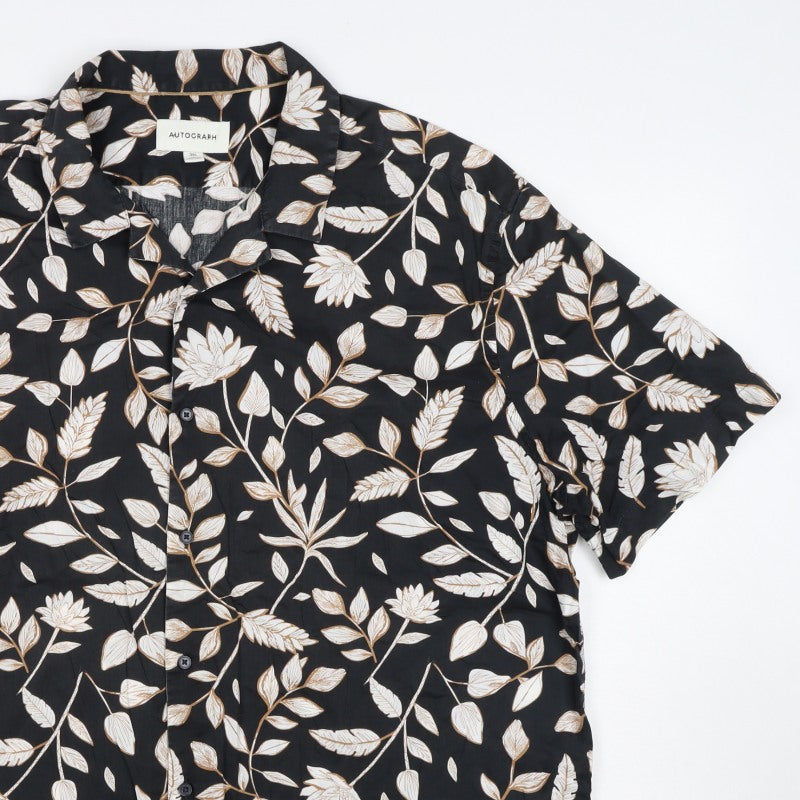 Autograph Men’s Black Floral Short Sleeve Button-Up Shirt 3XL