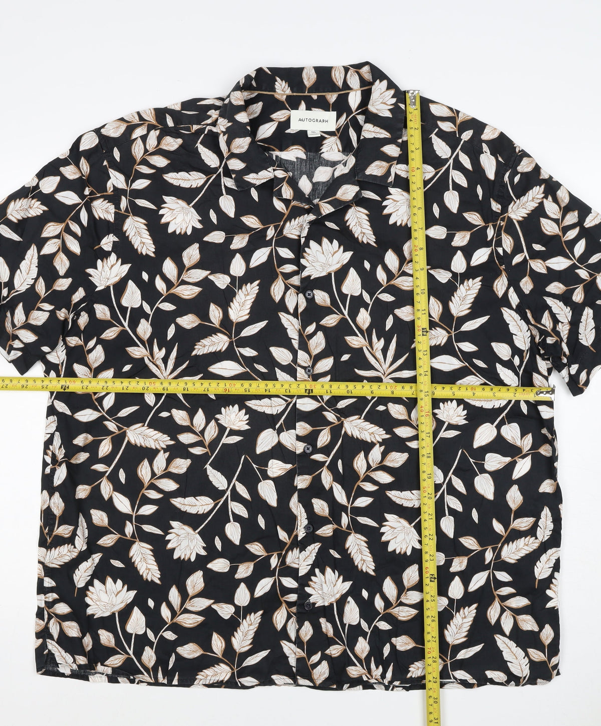 Autograph Men’s Black Floral Short Sleeve Button-Up Shirt 3XL