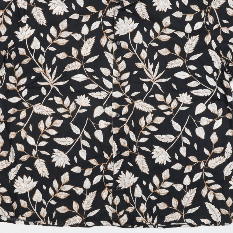Autograph Men’s Black Floral Short Sleeve Button-Up Shirt 3XL
