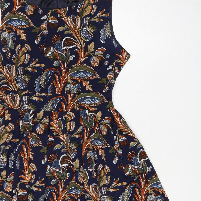 Lenka Women Blue Paisley Size 10 One Shoulder Tiered Mini Dress