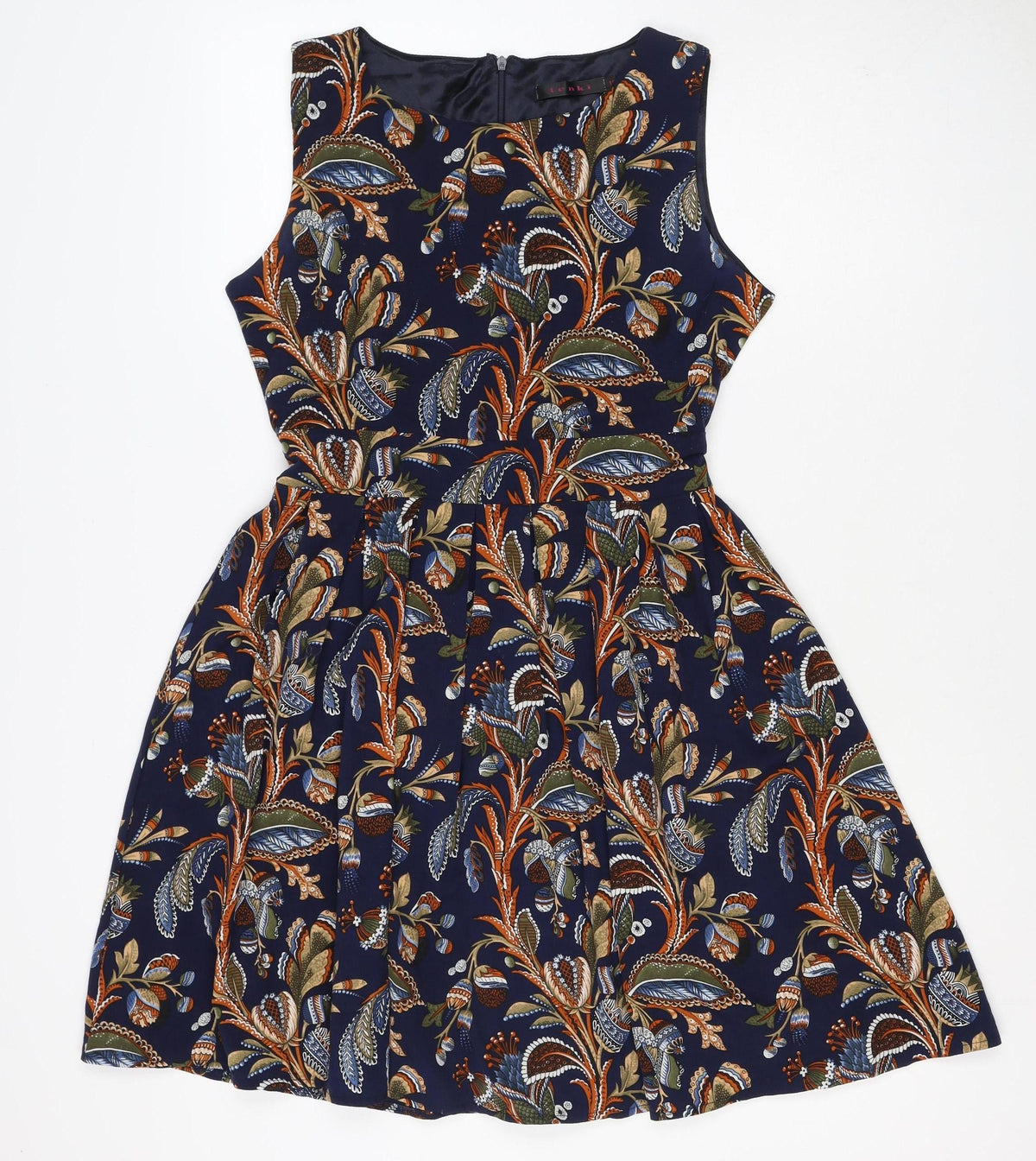 Lenka Women Blue Paisley Size 10 One Shoulder Tiered Mini Dress