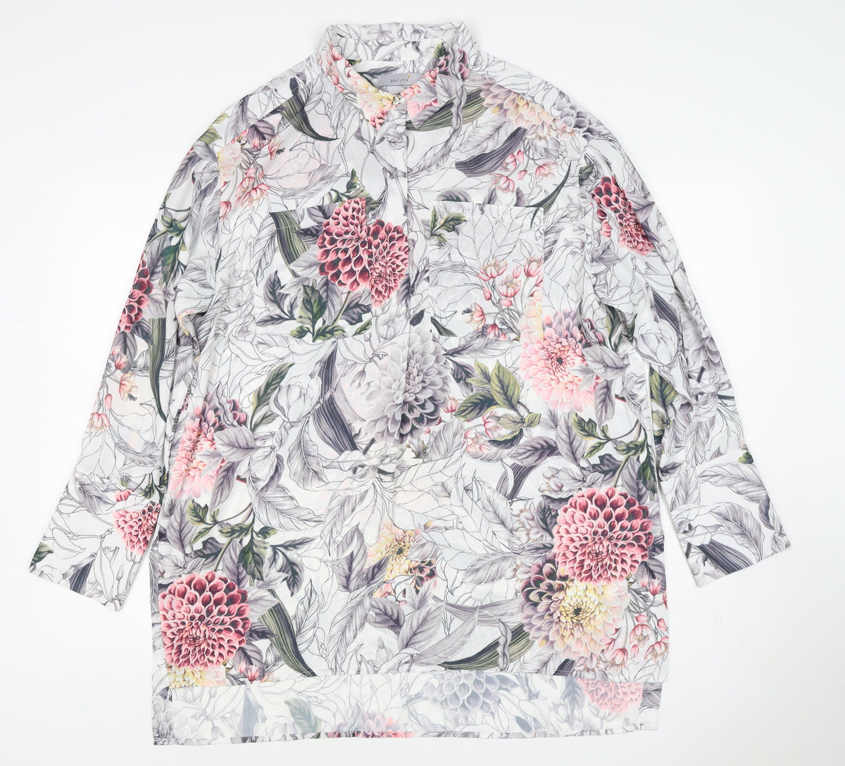 Per Una Women’s Multicoloured Floral Tunic Blouse UK 16 Long Sleeve